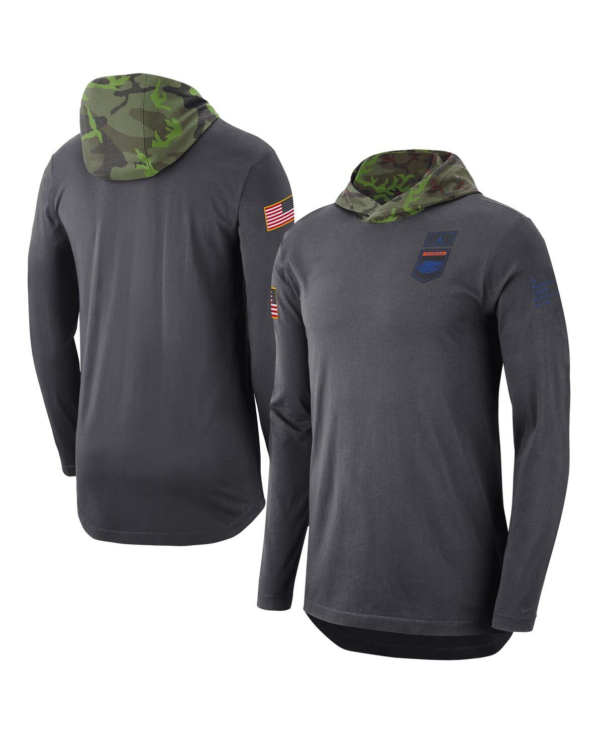 Shop Jordan Men's  Anthracite Florida Gators Military-inspired Long Sleeve Hoodie T-shirt