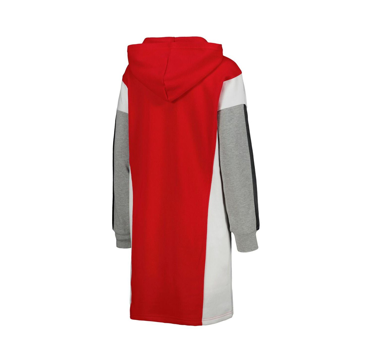 Women's Red, White Chicago Bulls Bootleg Long Sleeve Hoodie T-shirt Dress