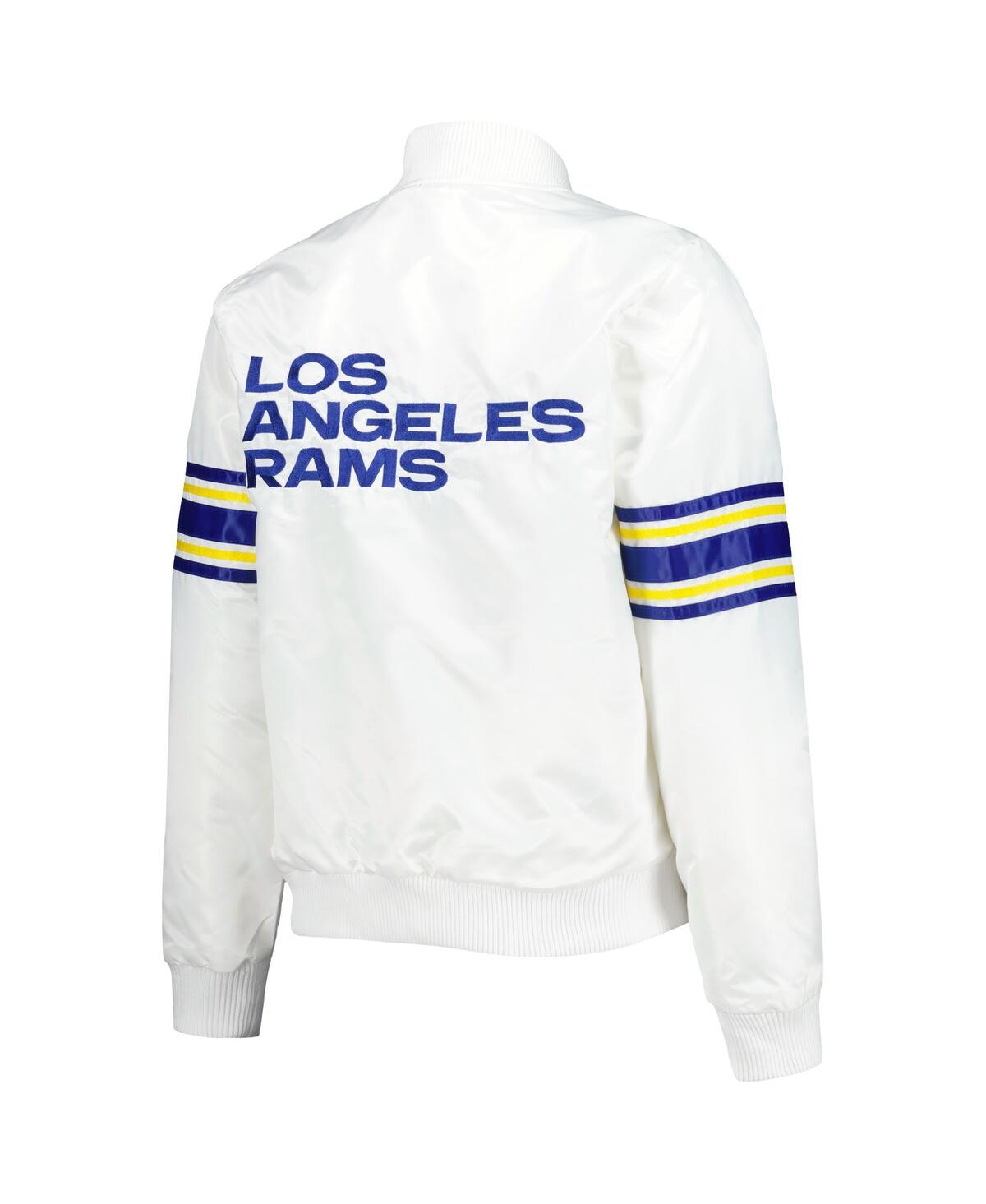 Shop Starter Women's  White Los Angeles Rams Line Up Satin Full-snap Varsity Jacket