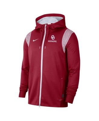 Men's Crimson Oklahoma Sooners 2022 Sideline Lockup Performance Full-Zip Hoodie Jacket