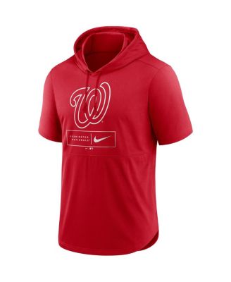 Men's Red Washington Nationals Logo Lockup Performance Short-Sleeved Pullover Hoodie