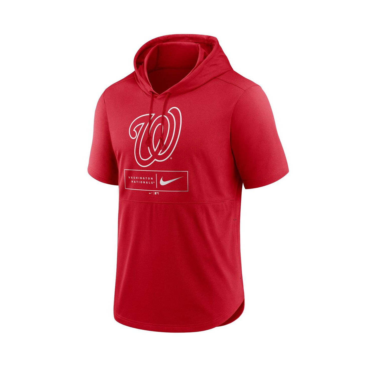 Men's Red Washington Nationals Logo Lockup Performance Short-Sleeved Pullover Hoodie