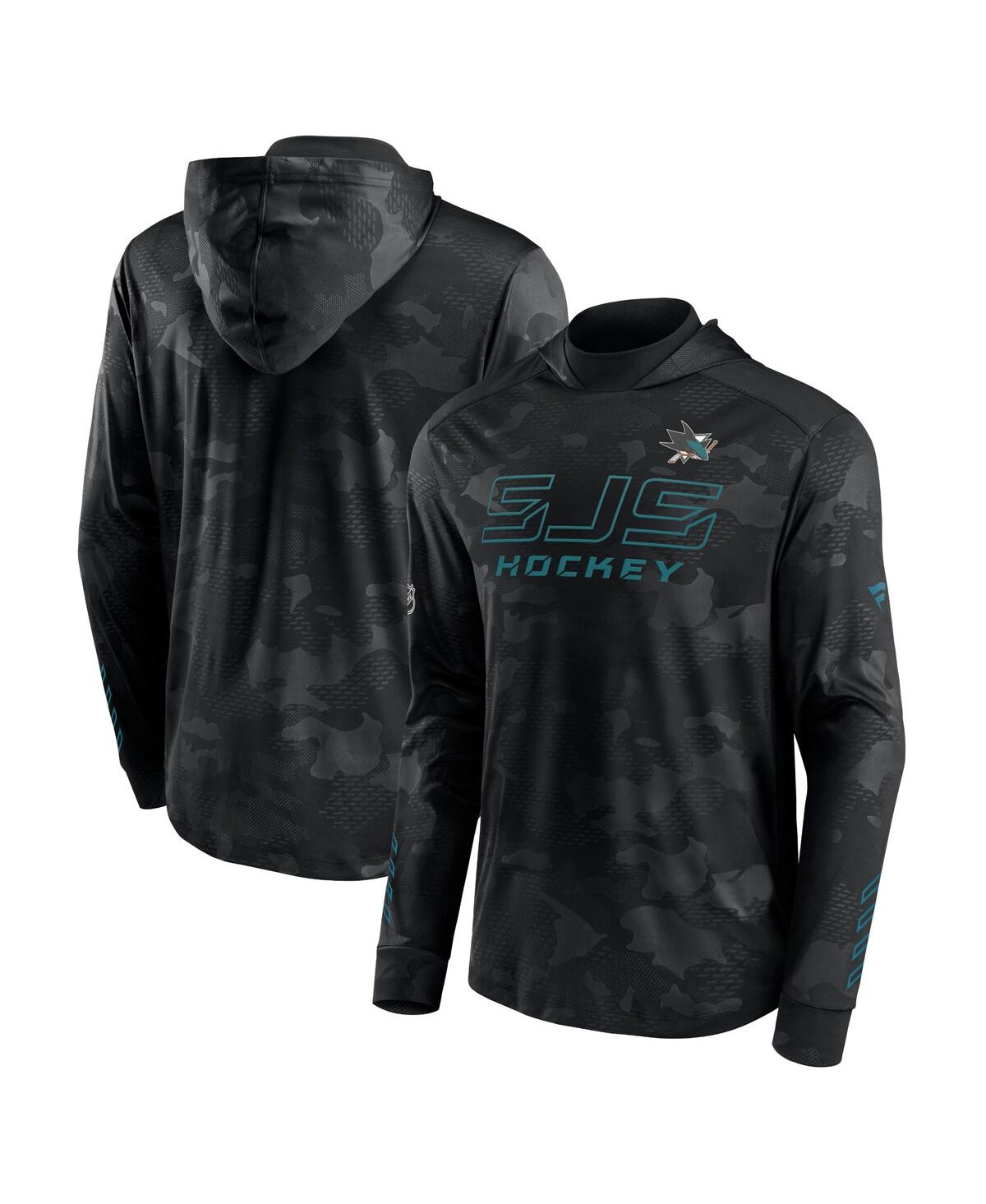 Men's FanaticsSan Jose Sharks Authentic Pro Locker Room Camo Pullover Hoodie - Black