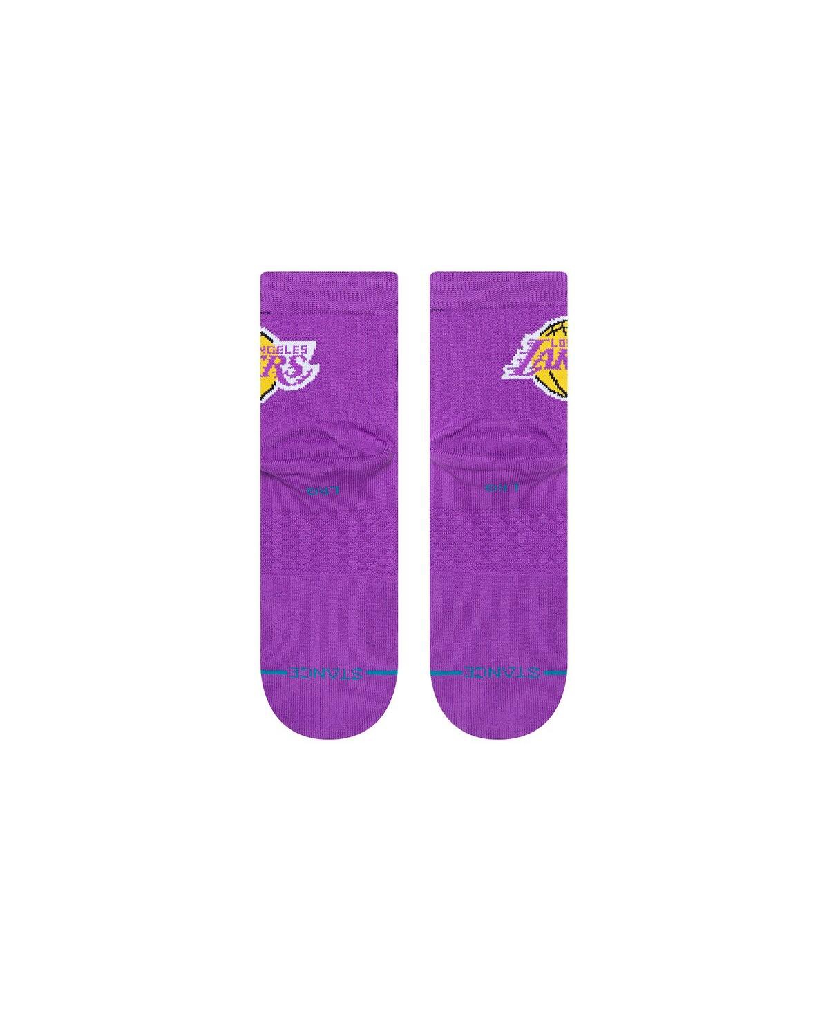 Shop Stance Men's  Los Angeles Lakers Logo Quarter Socks In Purple