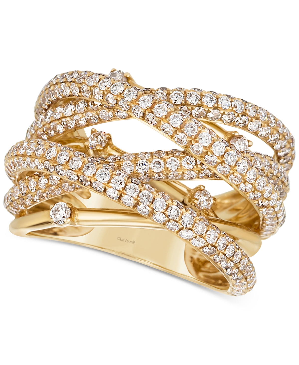 Le Vian Vanilla Diamond Pave Multirow Crossover Statement Ring (3-1/2 Ct. T.w.) In 18k Gold In K Honey Gold Ring