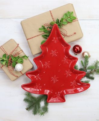 Winterfest Holiday Red Tree Platter