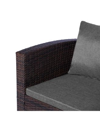 4-Piece Wicker Outdoor Patio Conversation Sofa Set with Coffee Table