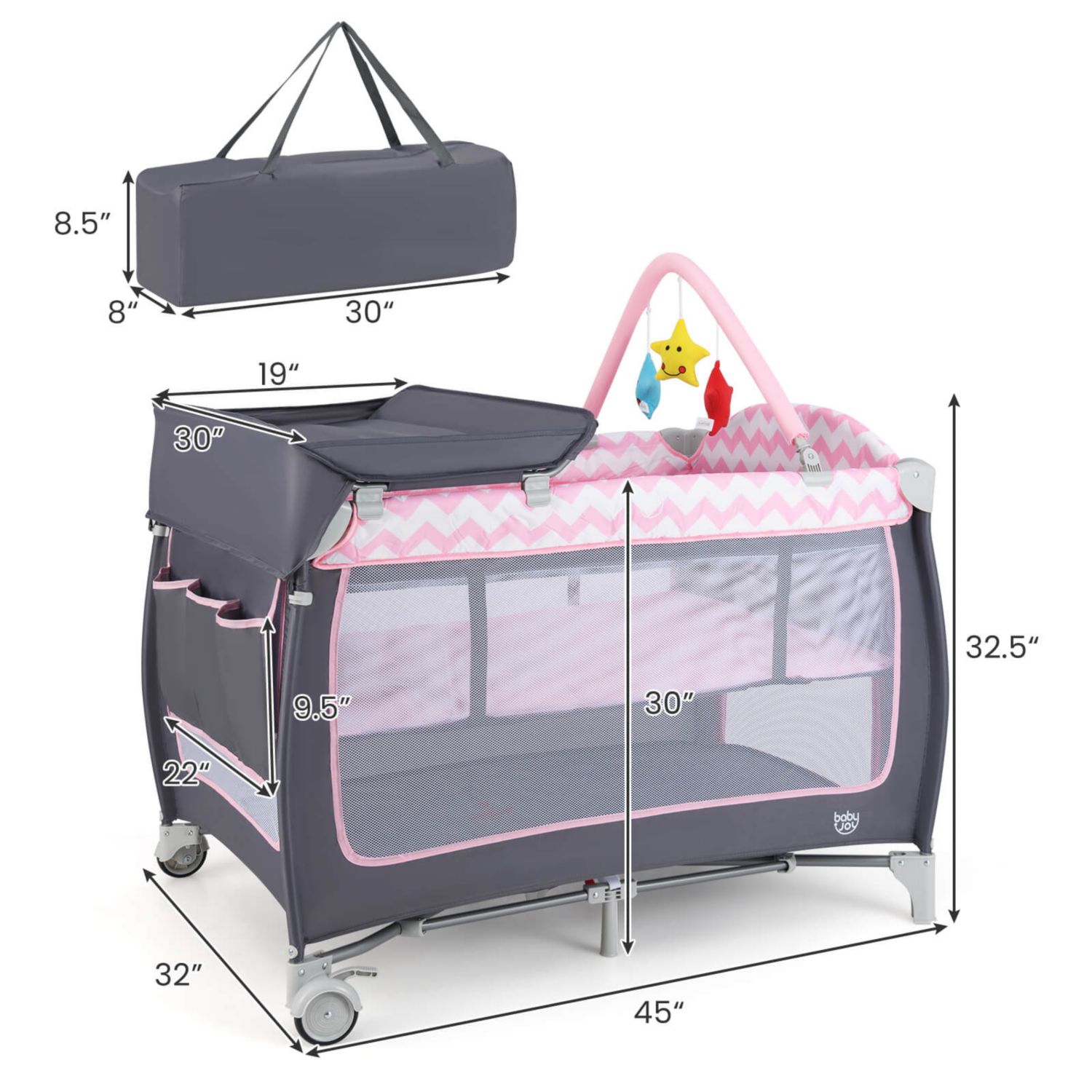 3 in 1 Baby Playard Infant Nursery Center w/ Zippered Door Mint