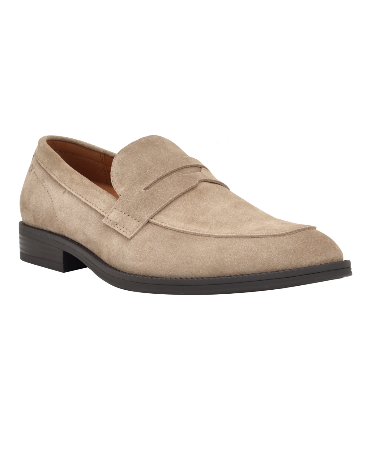 Shop Calvin Klein Men's Jay Pointy Toe Slip-on Dress Loafers In Taupe Suede
