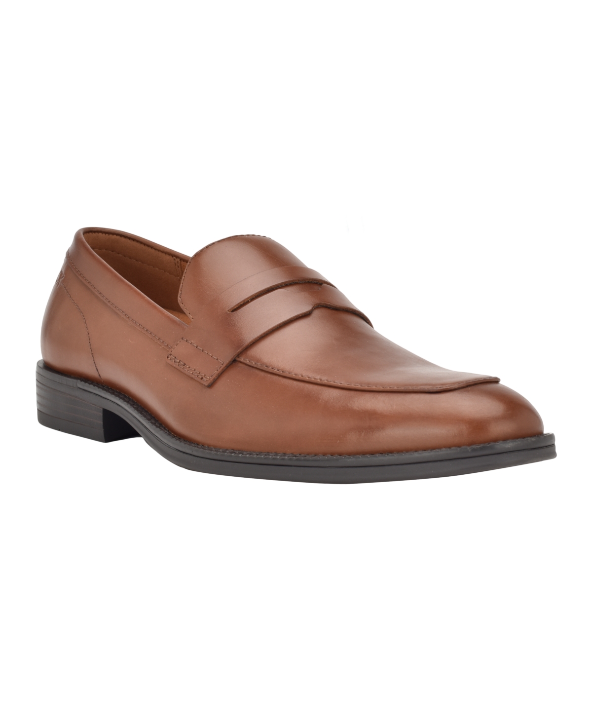 Shop Calvin Klein Men's Jay Pointy Toe Slip-on Dress Loafers In Medium Brown Leather