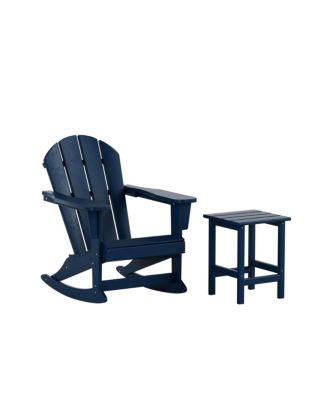 2-Piece Outdoor Adirondack Rocking Chair with Side Table Set