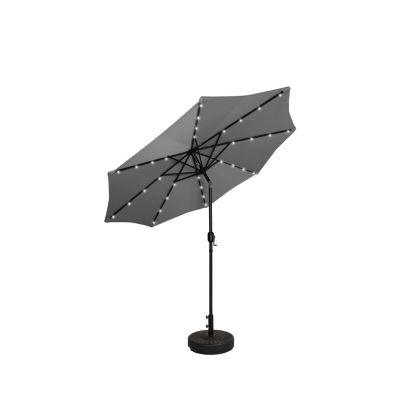9 ft. Patio Solar Power LED lights Market Umbrella with Bronze Round Base