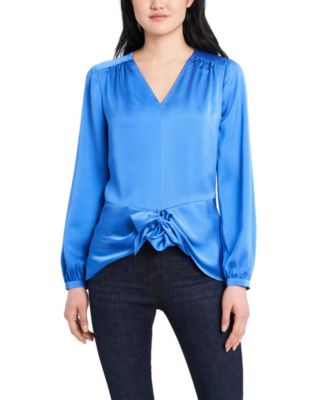 Vince Camuto Women's Long Sleeve Tie Front V-Neck Blouse - Macy's