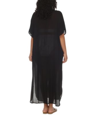 Plus Size Button-Front Cover-Up Maxi Dress