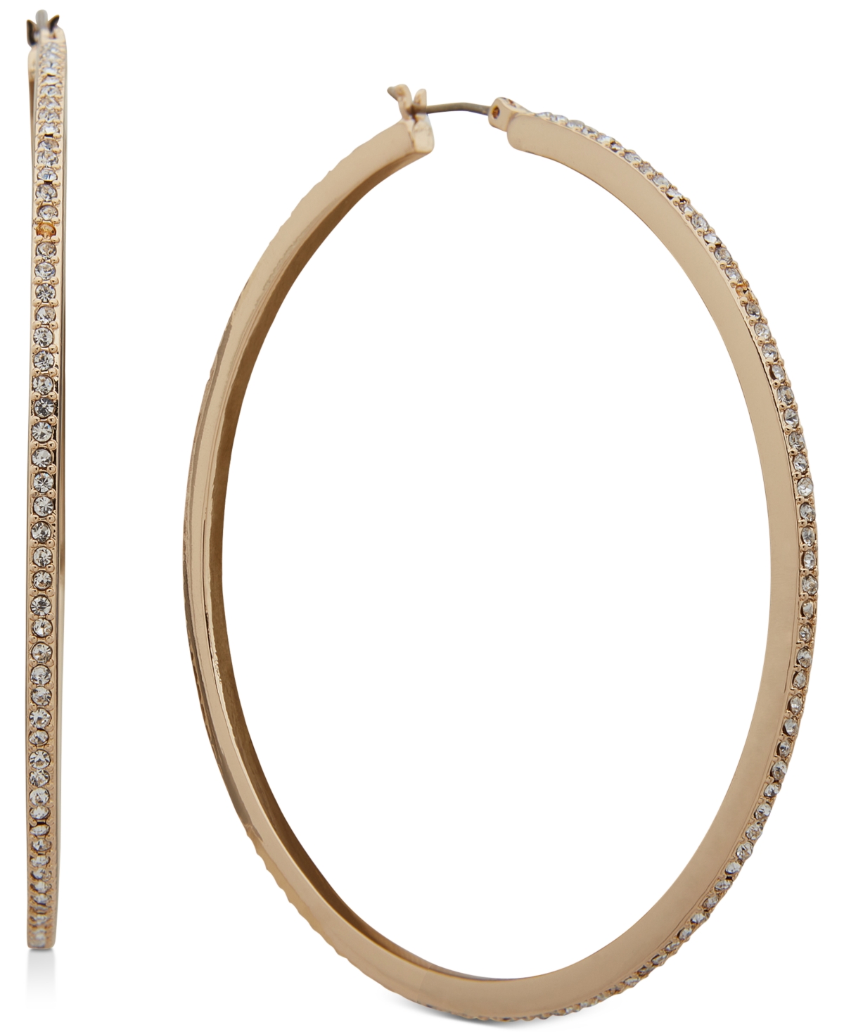 Shop Dkny Crystal Pave Large Hoop Earrings, 2.3" In Gold