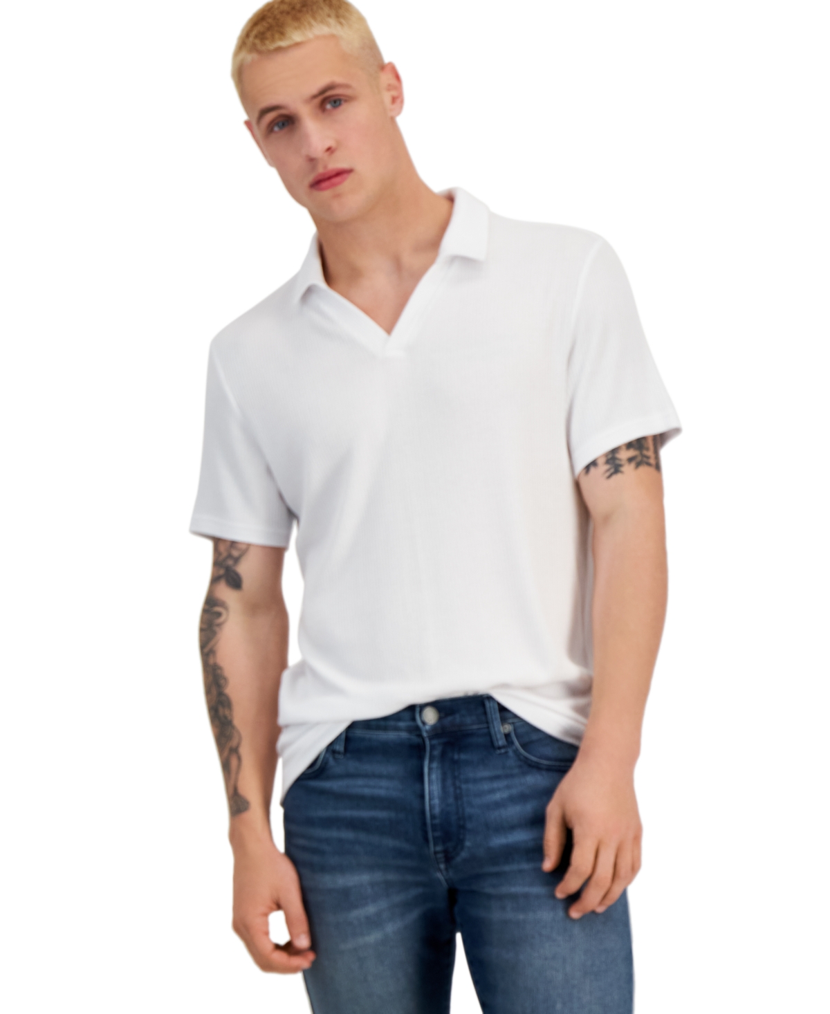 Inc International Concepts Men's Regular-fit Ribbed-knit Open Collar ...
