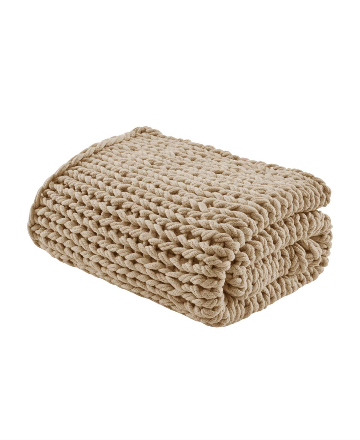Madison Park Chunky-knit Handmade Throw, 50" X 60" In Tan