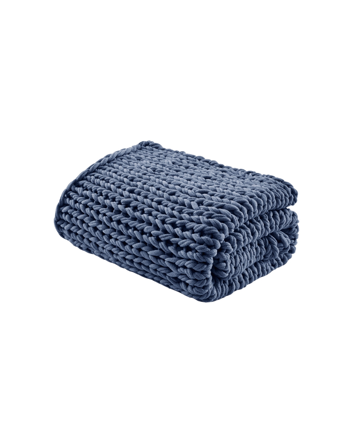 Madison Park Chunky-knit Handmade Throw, 50" X 60" In Indigo
