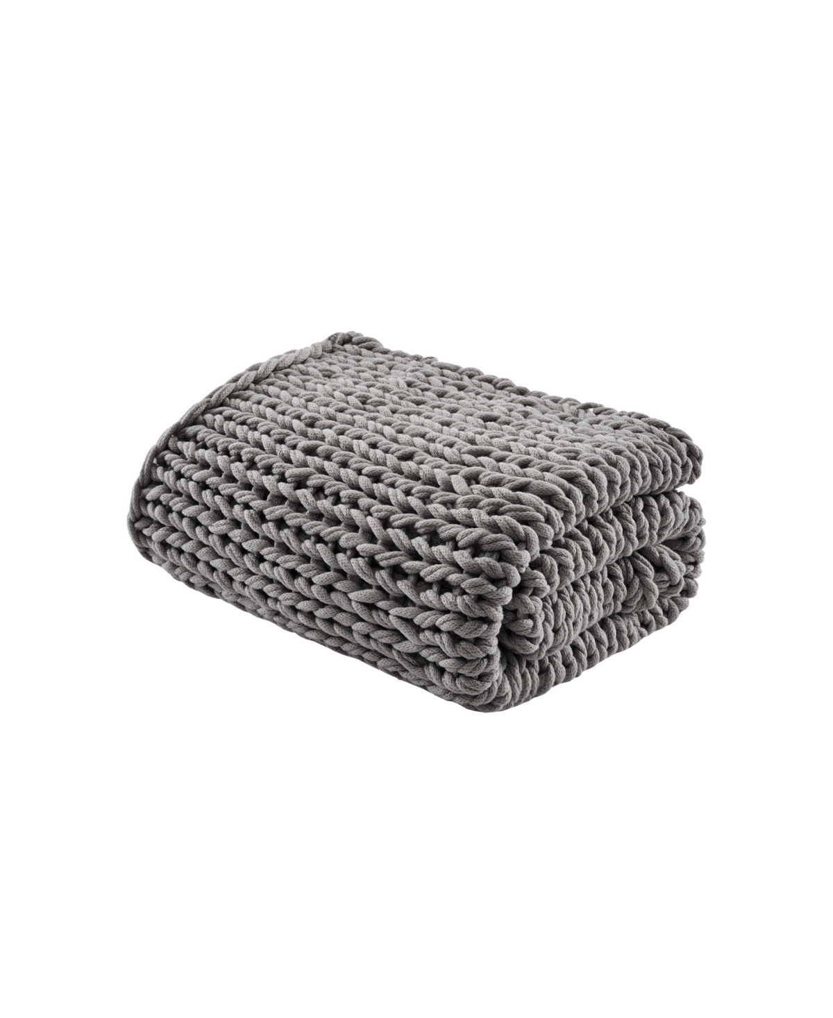 Madison Park Chunky-knit Handmade Throw, 50" X 60" In Charcoal