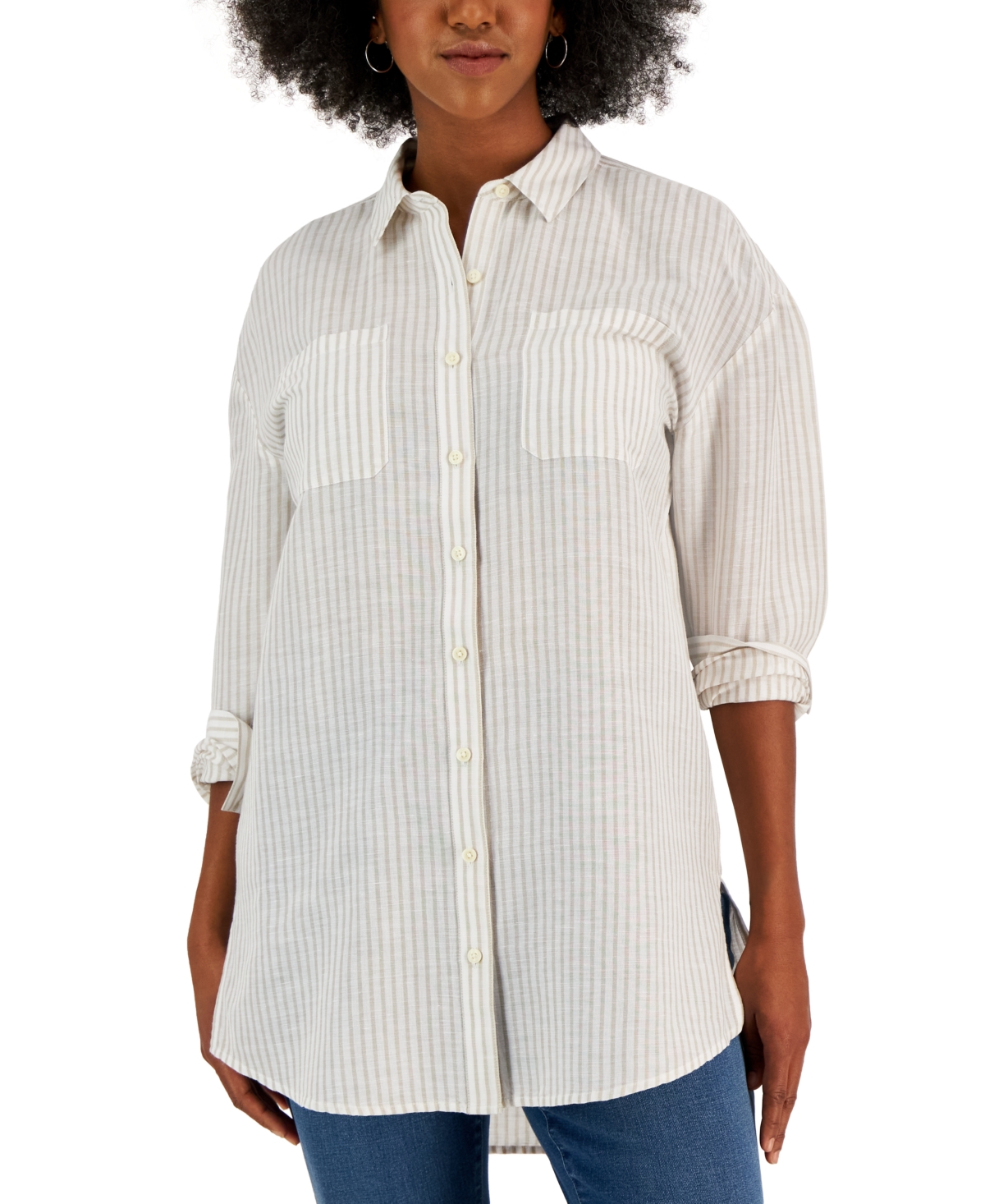 Style & Co Women's Longsleeve Linen Blend Tunic Shirt, Created For