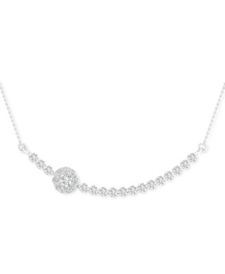 Forever Grown Diamonds - Lab Grown Diamonds Halo Swirl 18" Collar Necklace (1/2 ct. t.w.) in Sterling Silver