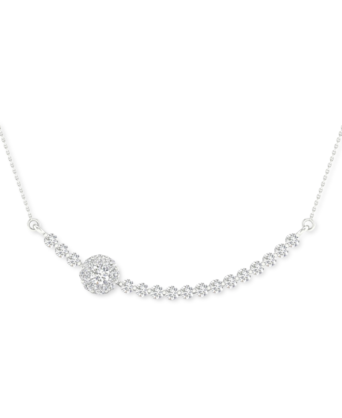 Forever Grown Diamonds Lab Grown Diamonds Halo Swirl 18" Collar Necklace (1/2 Ct. T.w.) In Sterling Silver