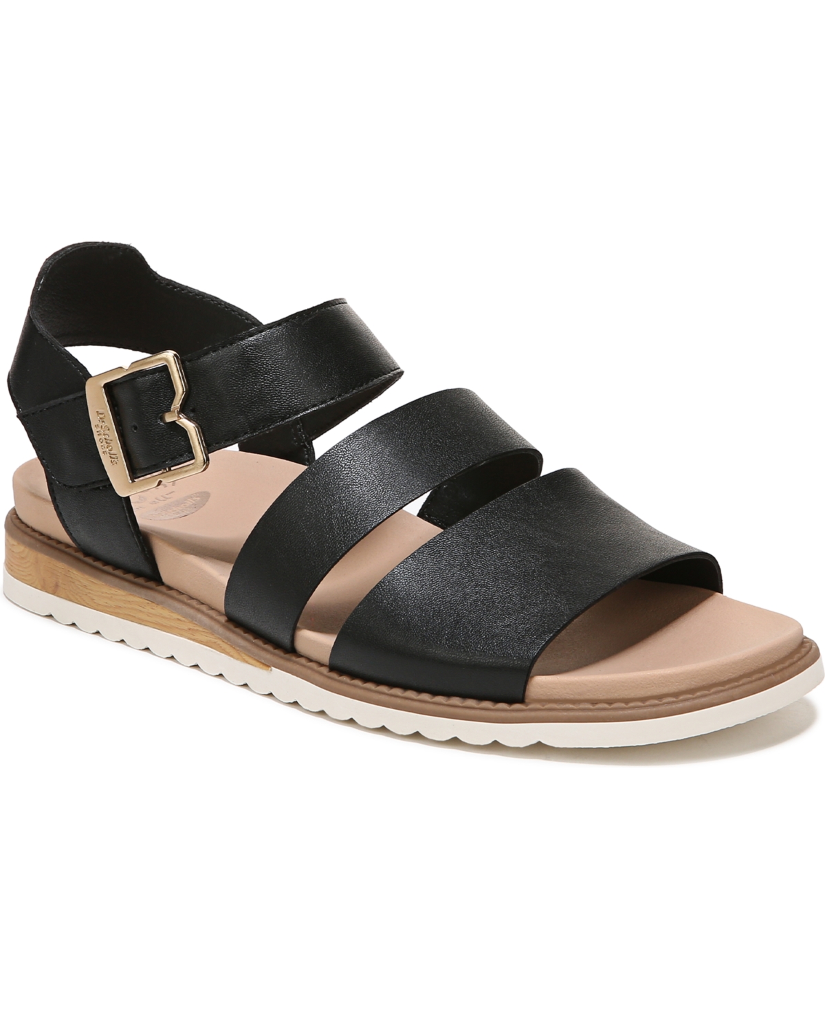 Shop Dr. Scholl's Women's Island-glow Strappy Sandals In Black Faux Leather