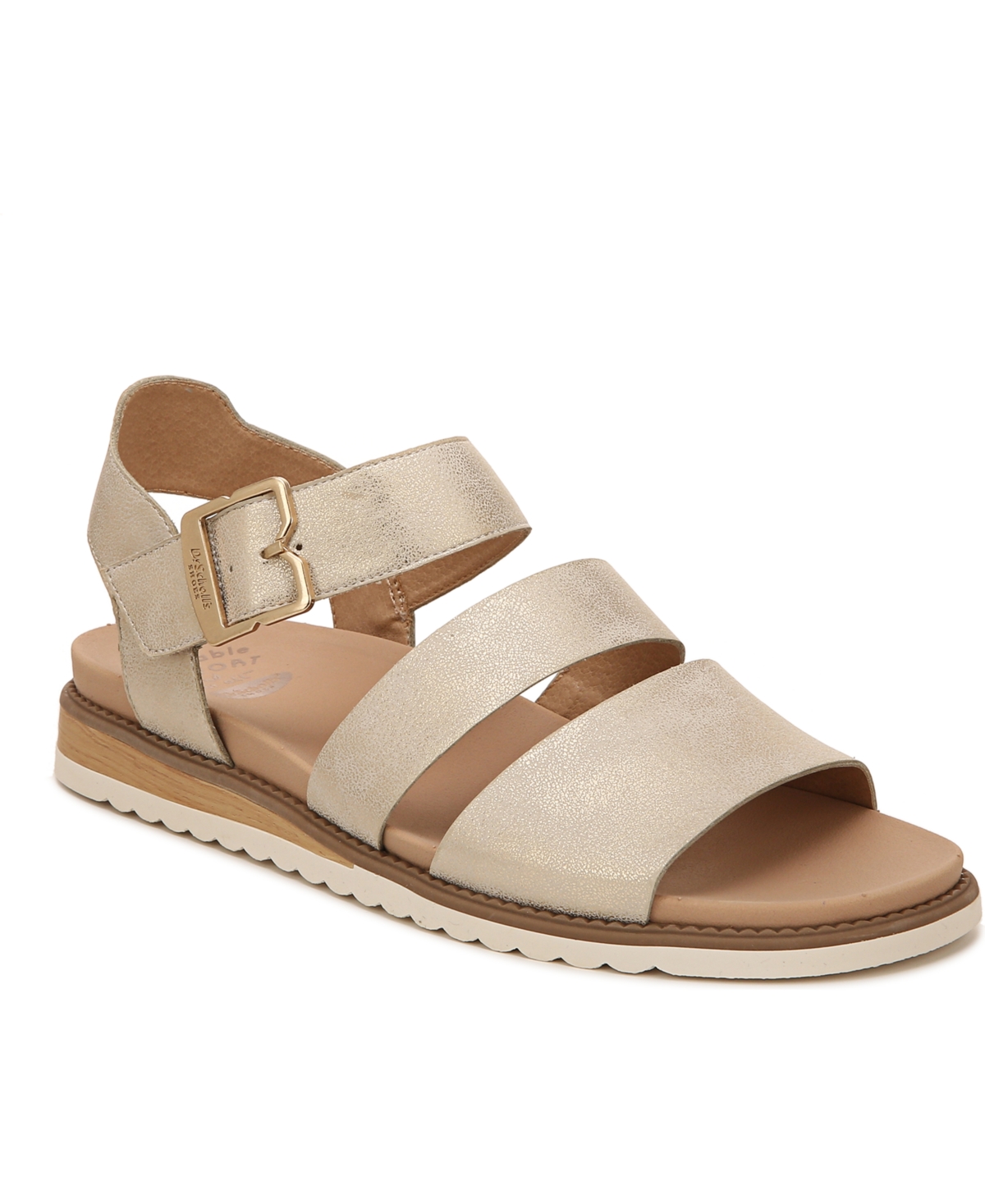 Shop Dr. Scholl's Women's Island-glow Strappy Sandals In Gold Faux Leather
