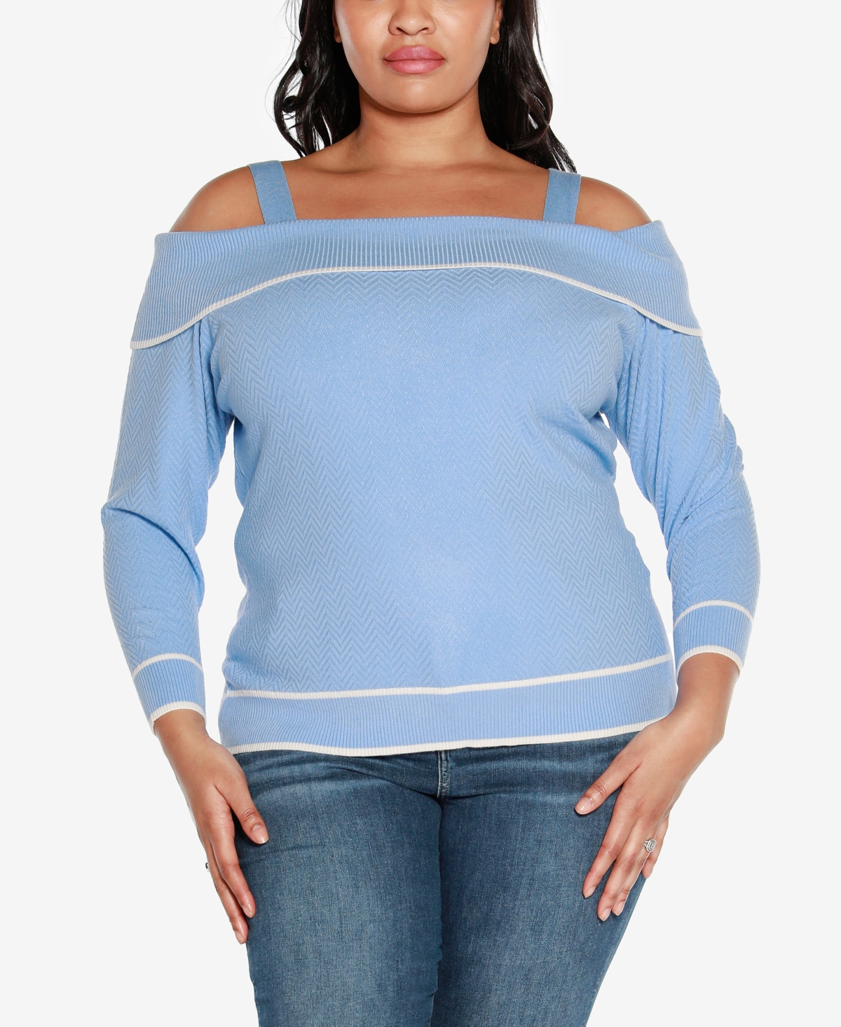 Belldini Black Label Plus Size Off-The-Shoulder Sweater