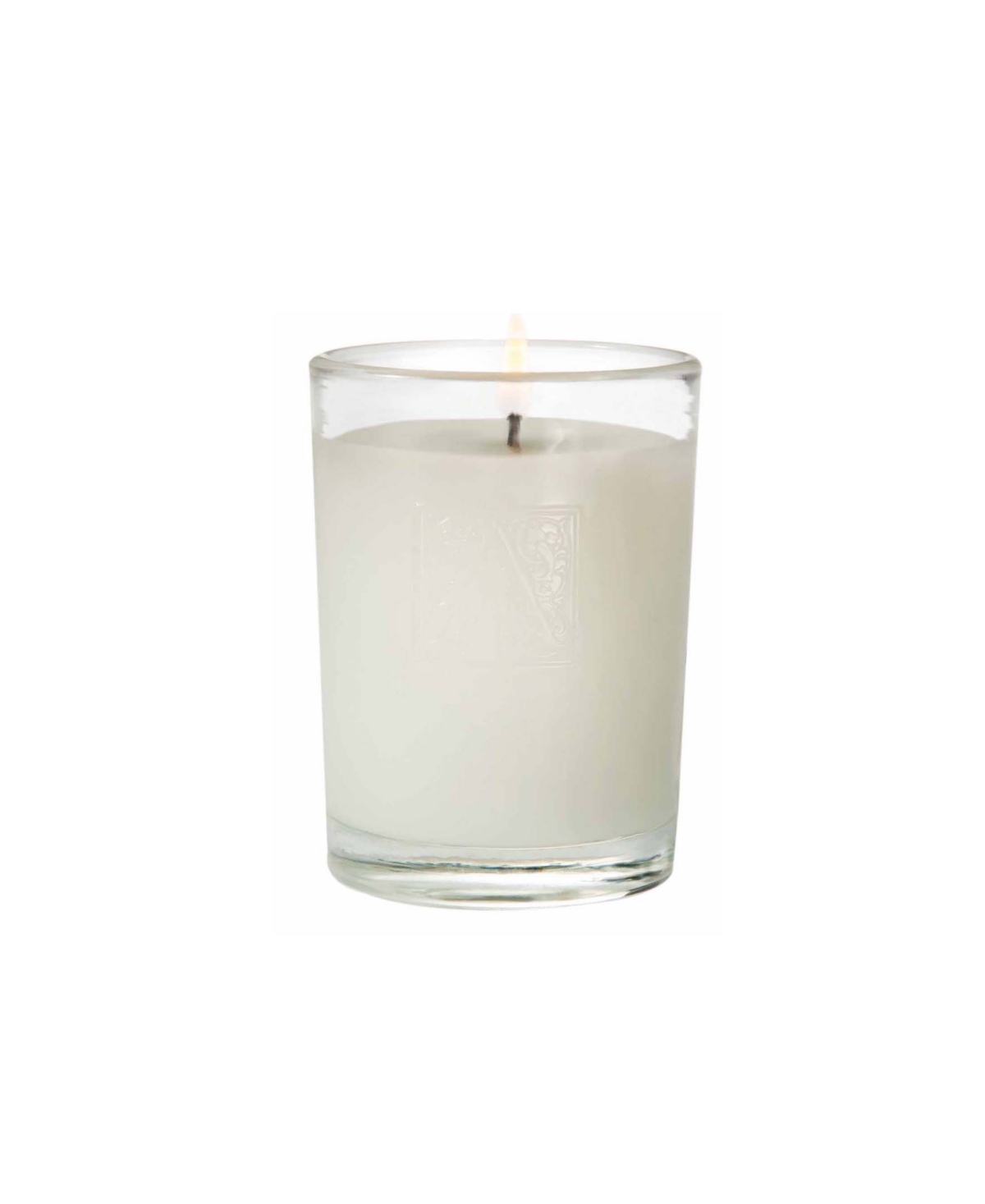 White Amaryllis and Rosemary Votive Glass Candle - Clear Glass