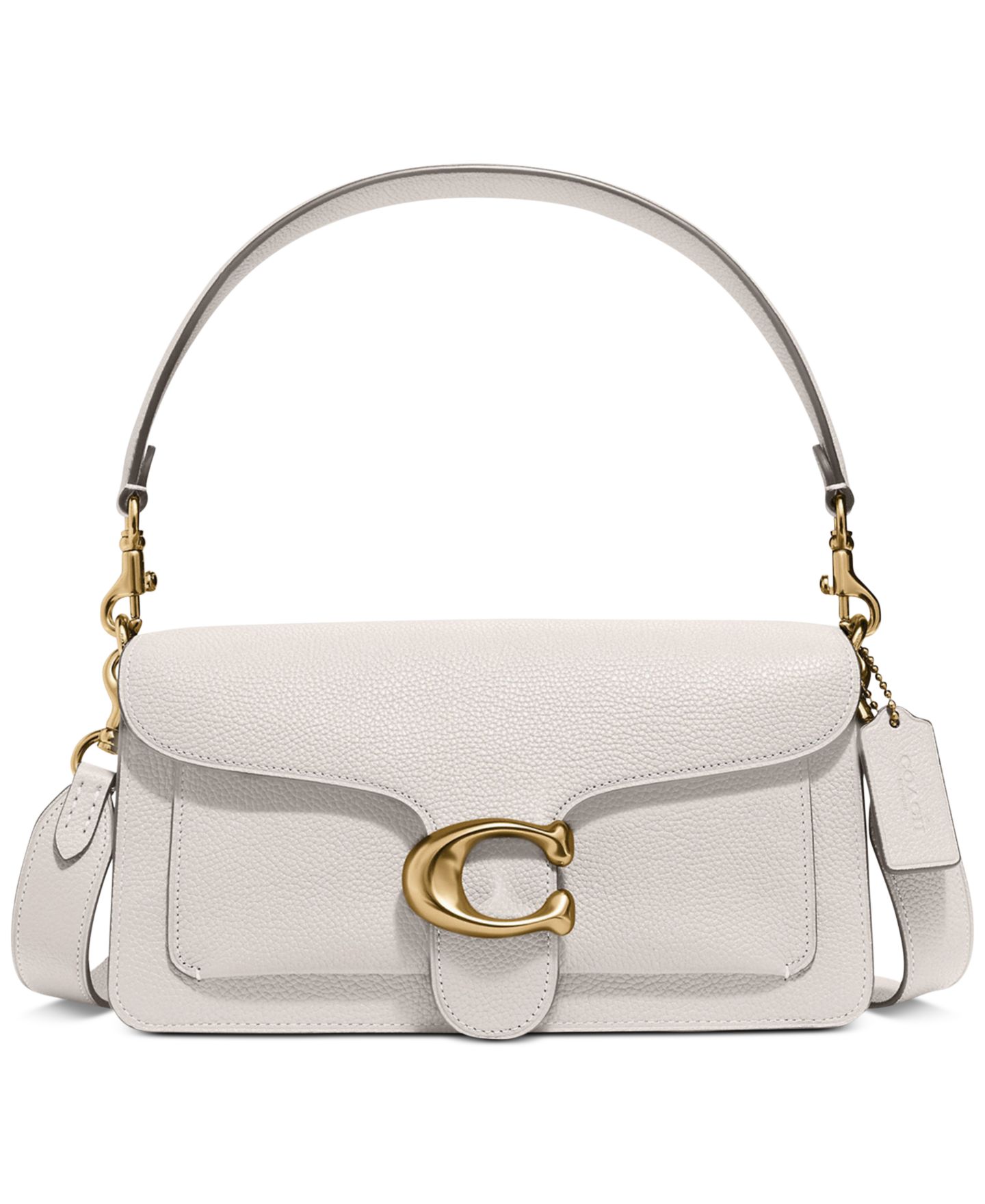 Женская сумка COACH Tabby Medium Polished Pebble Leather Shoulder 26, цвет: Латунный / Меловой — фото 1