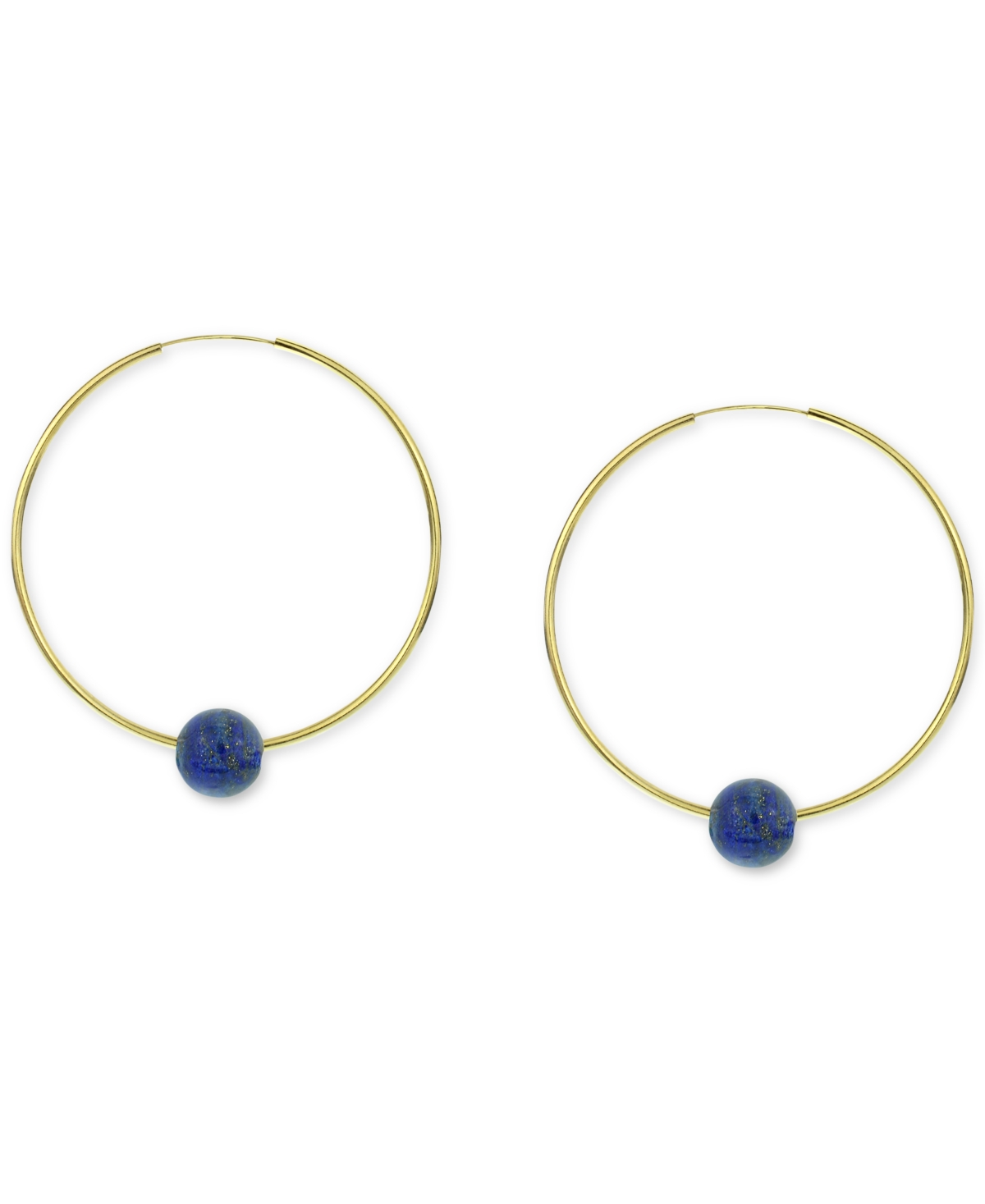 Jade Medium Hoop Earrings in 14k Gold, (Also in Onyx, Turquoise, & Freshwater Pearl) - Lapis