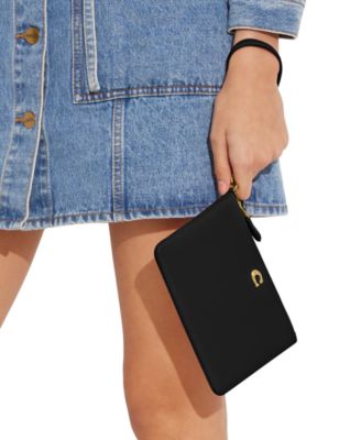 Polished Pebble Leather Small Zip-Top Wristlet