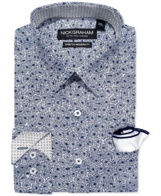 nick graham modern fit dress shirt Balanced Multi Plaid Traveler Dress Shirt