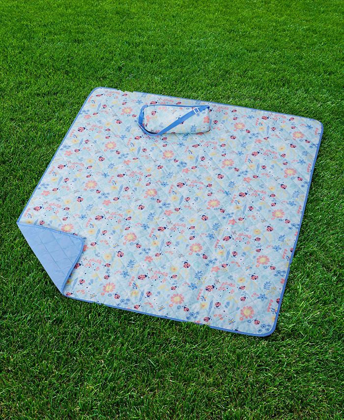 JLA Home Lady Bug Garden Printed Picnic Blanket & Tote Set, 50" x 60