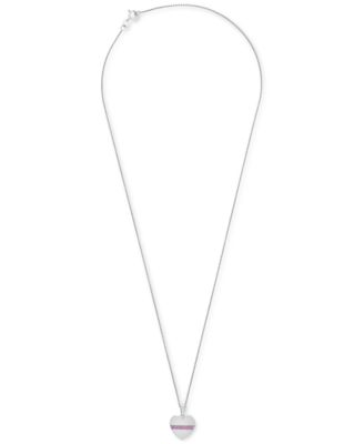 Lab-grown Pink Sapphire Heart 18" Pendant Necklace (1/6 ct. t.w.) in Sterling Silver