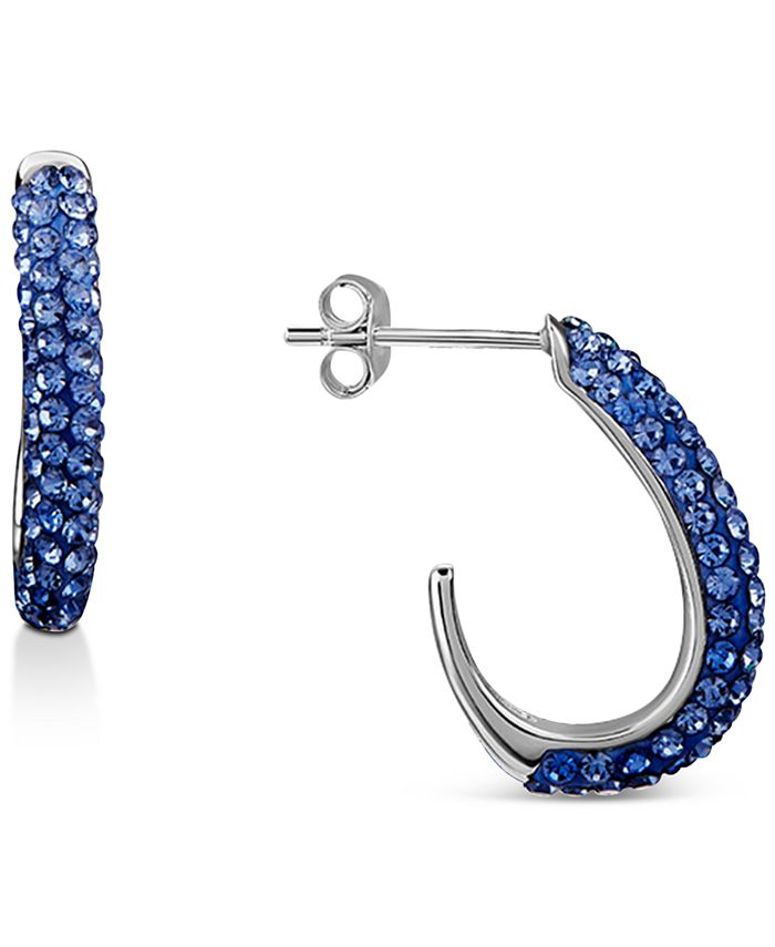 Giani Bernini Lavender Crystal Pav J Hoop Earrings in Sterling