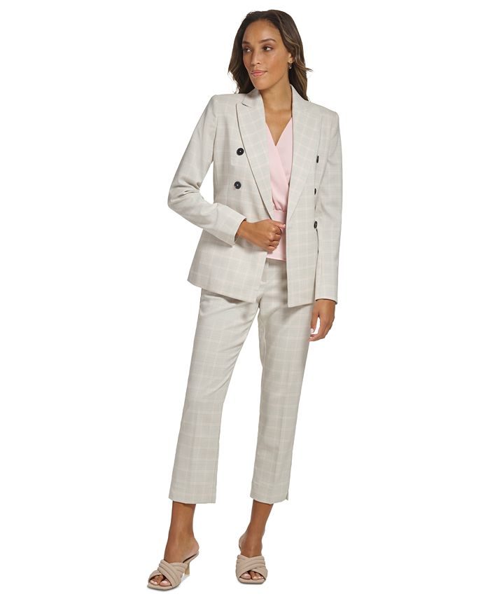 Calvin Klein Glen Plaid Double Breasted Jacket & Slim Leg Pant & Reviews -  Wear to Work - Women - Macy's