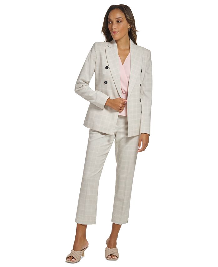 Calvin Klein Glen Plaid Double Breasted Jacket u0026 Slim Leg Pant u0026 Reviews -  Wear to Work - Women - Macy's calvin klein suits women's