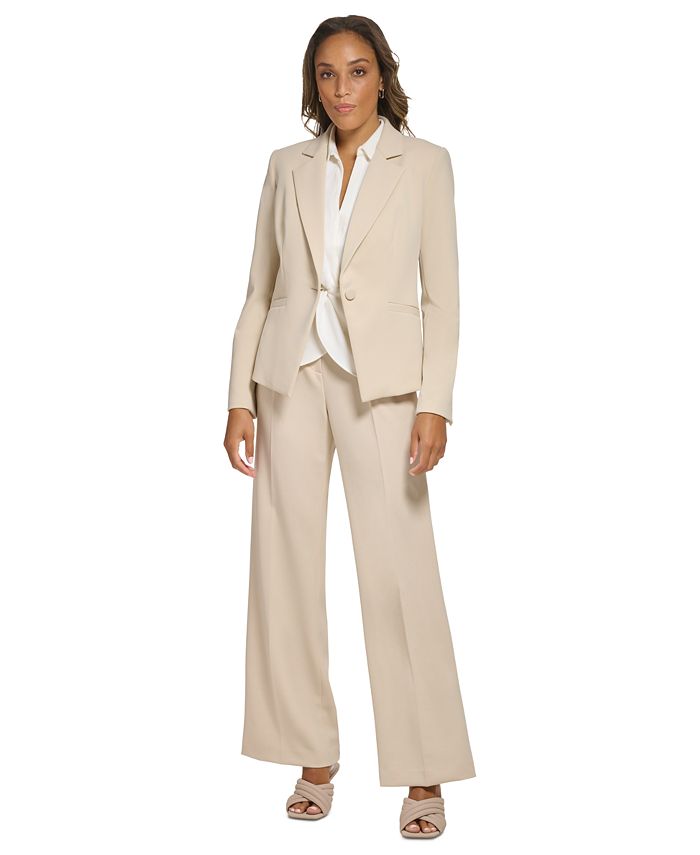Calvin Klein Women's One Button Jacket & Wide Leg Pants & Reviews - Wear to  Work - Women - Macy's
