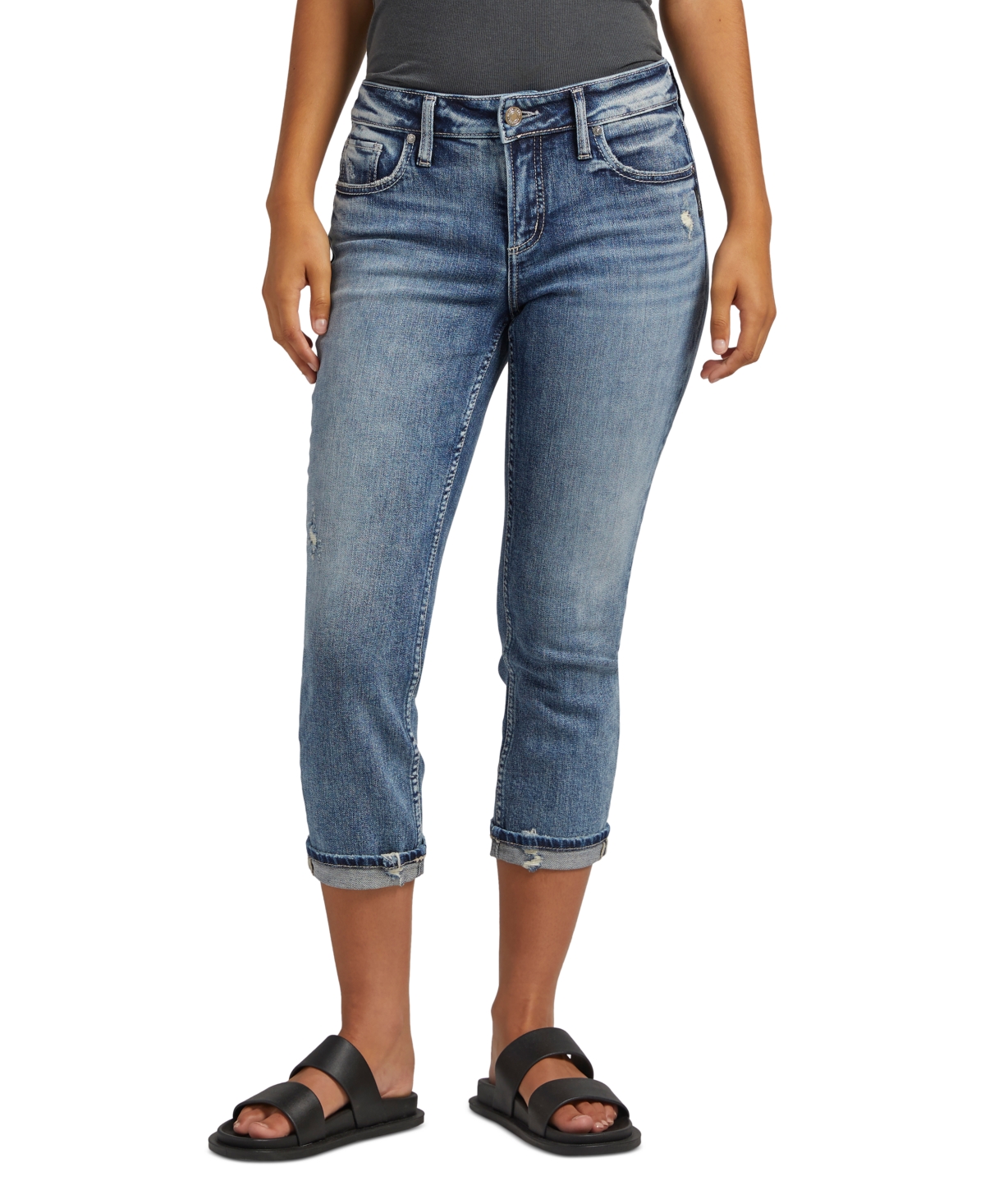 Silver Jeans Co. Elyse Capri Jeans In Indigo