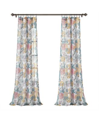 Lush Decor Sydney Sheer Window Curtain Panels Pair 52"W x 84"L  - Floral Bedroom Curtains - Sheer Curtains for Living Room - Drapes