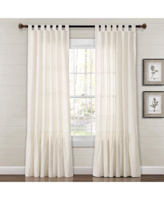 Lush Decor Farmhouse Faux Linen Tab Top Window Curtain Panel Single 40"W x 84"L - Curtains For Bedroom - Living Room Curtains