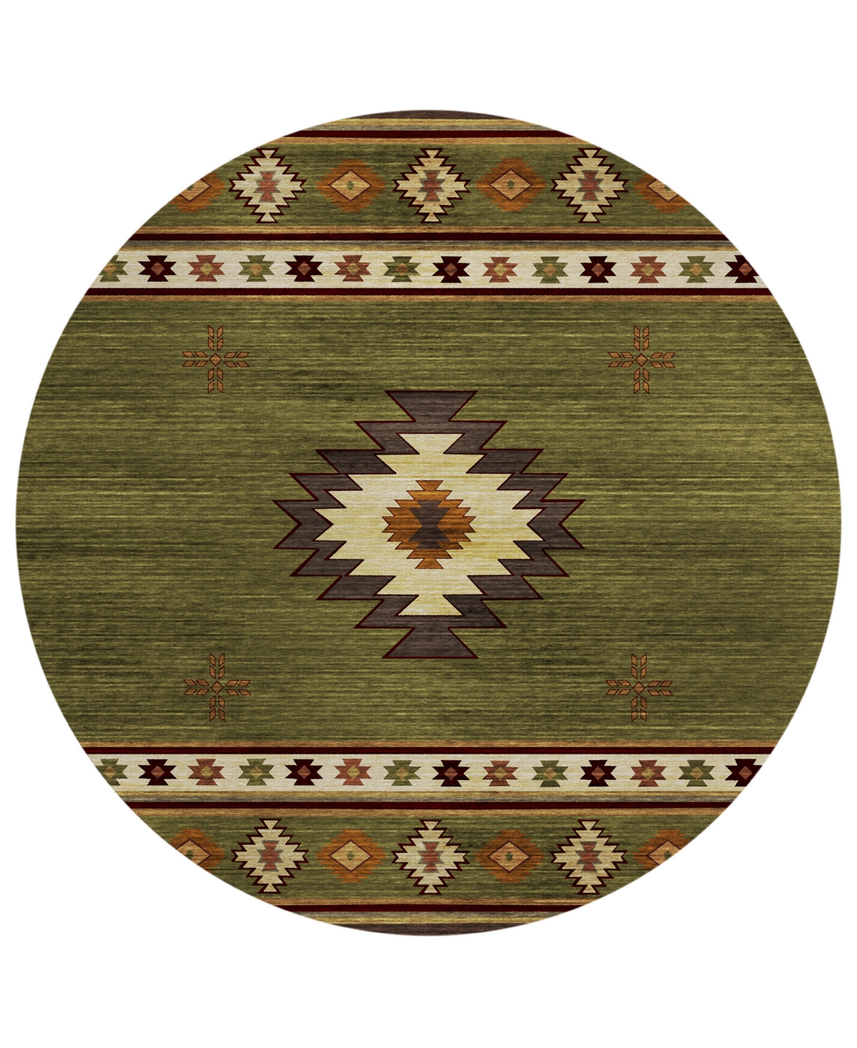 D Style Phoenix Ph4 8' X 8' Round Area Rug In Olive