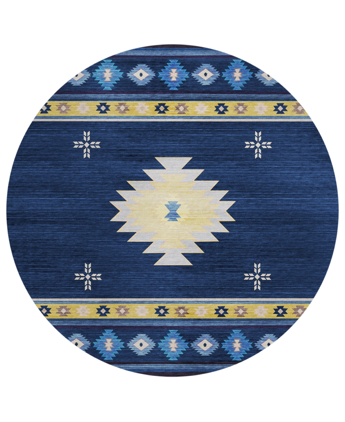 D Style Phoenix Ph4 8' X 8' Round Area Rug In Navy