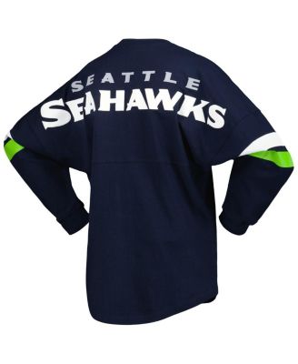Women's College Navy Seattle Seahawks Spirit Jersey Lace-Up V-Neck Long Sleeve T-shirt
