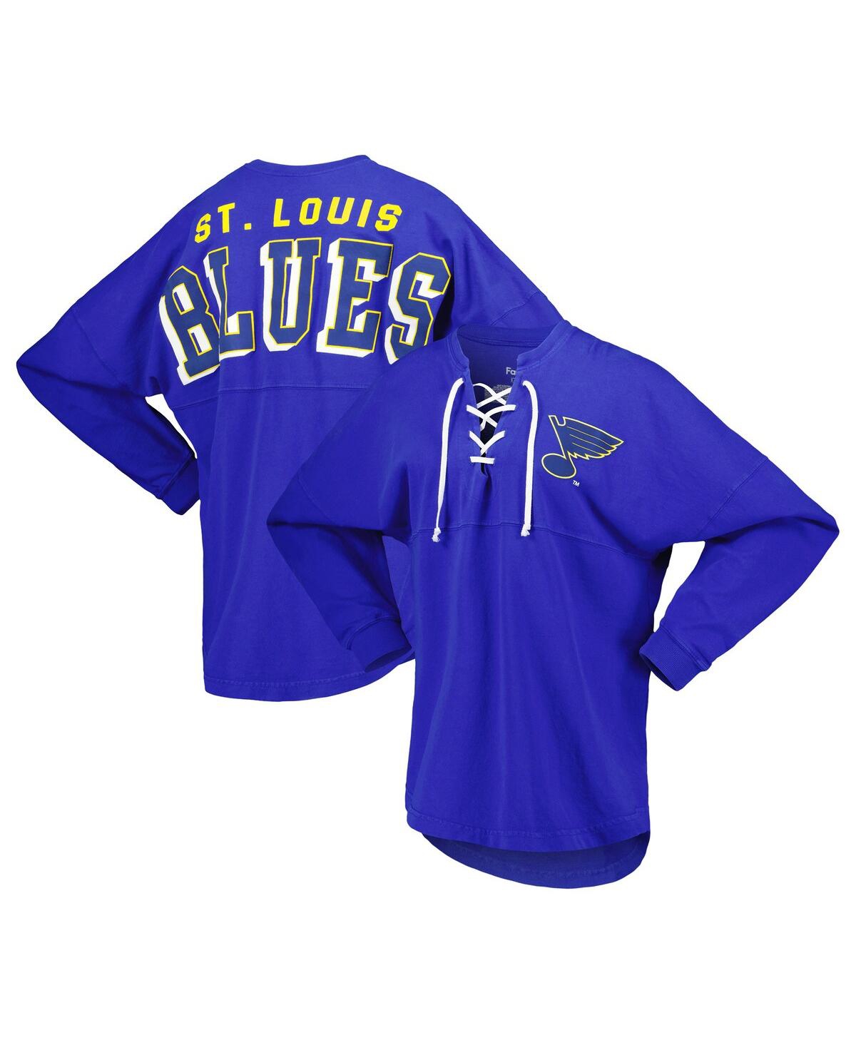 Fanatics Branded Blue St. Louis Blues Spirit Lace-up V-neck Long Sleeve Jersey T-shirt In Blue
