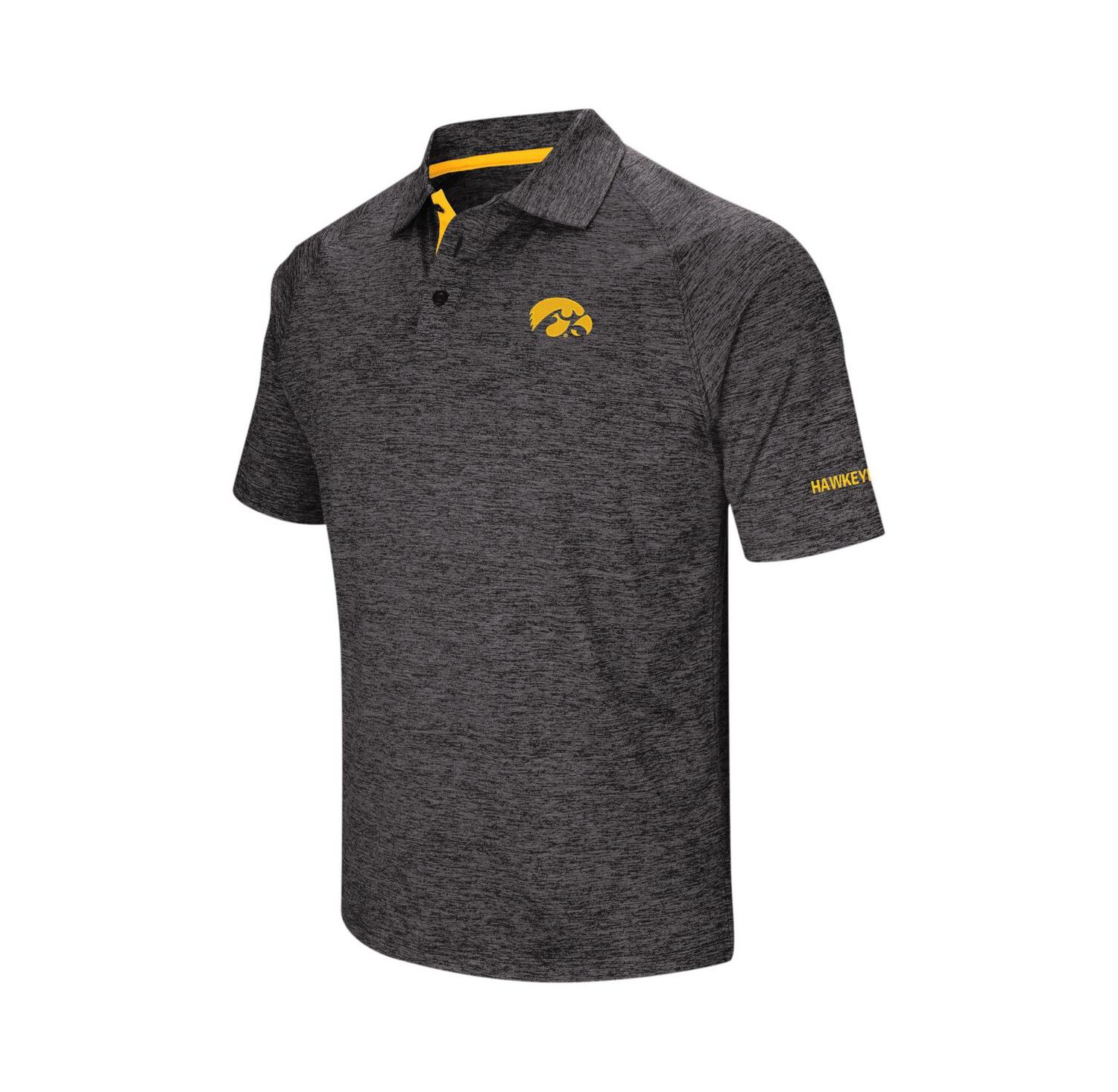 Men's Black Iowa Hawkeyes Big and Tall Down Swing Polo Shirt
