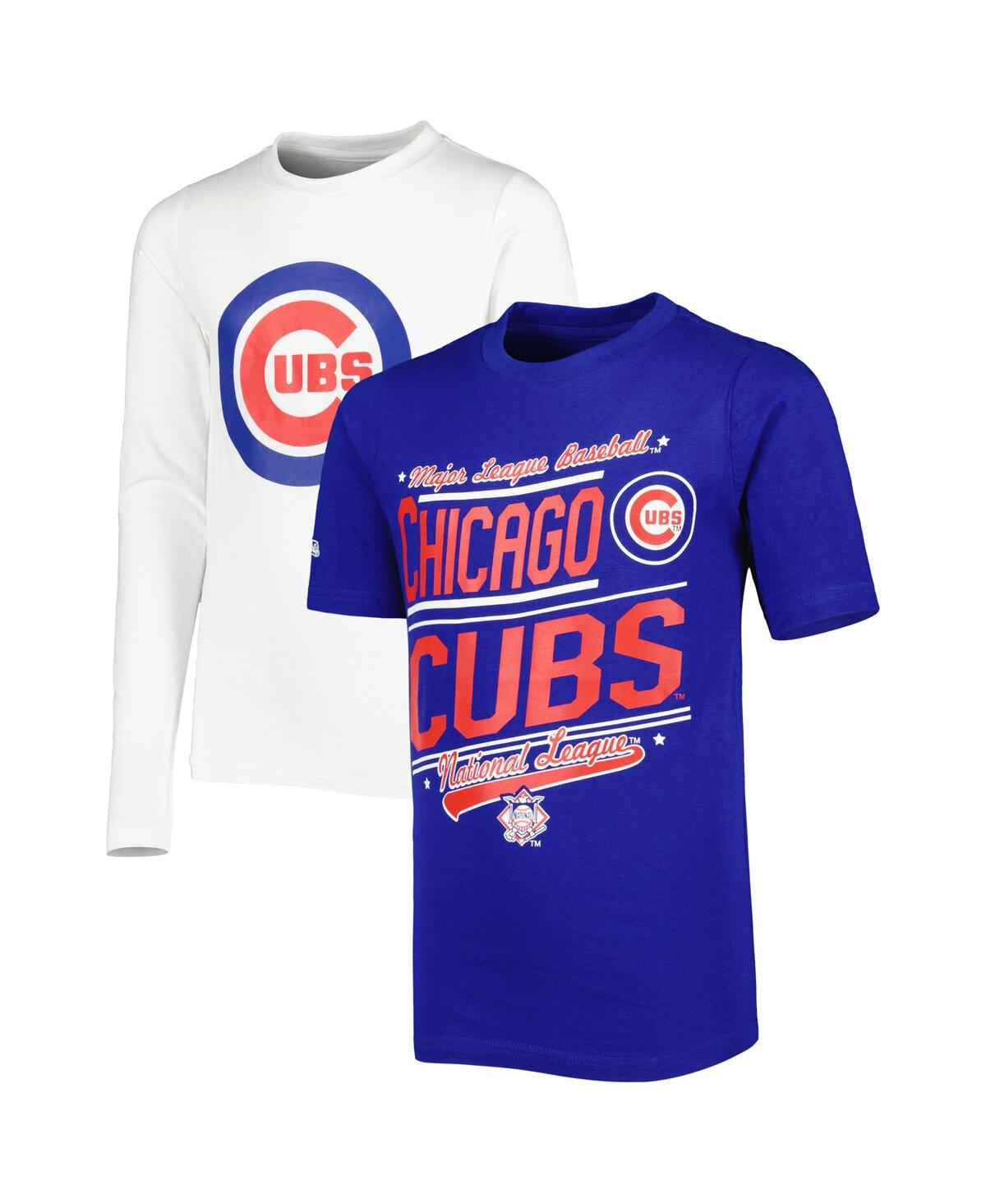 Shop Stitches Big Boys  Royal, White Chicago Cubs Combo T-shirt Set In Royal,white