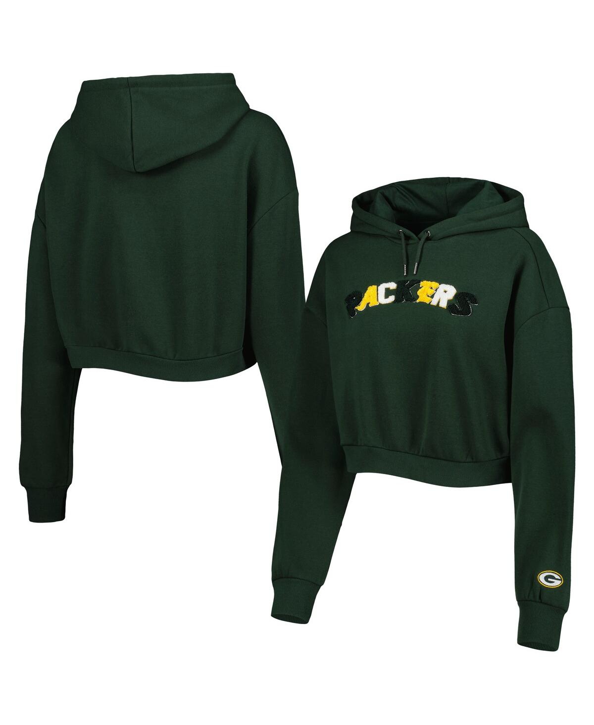 Shop The Wild Collective Women's  Green Green Bay Packers Cropped Pullover Hoodie